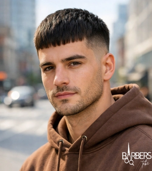 French Crop Low Fade Straight Hair